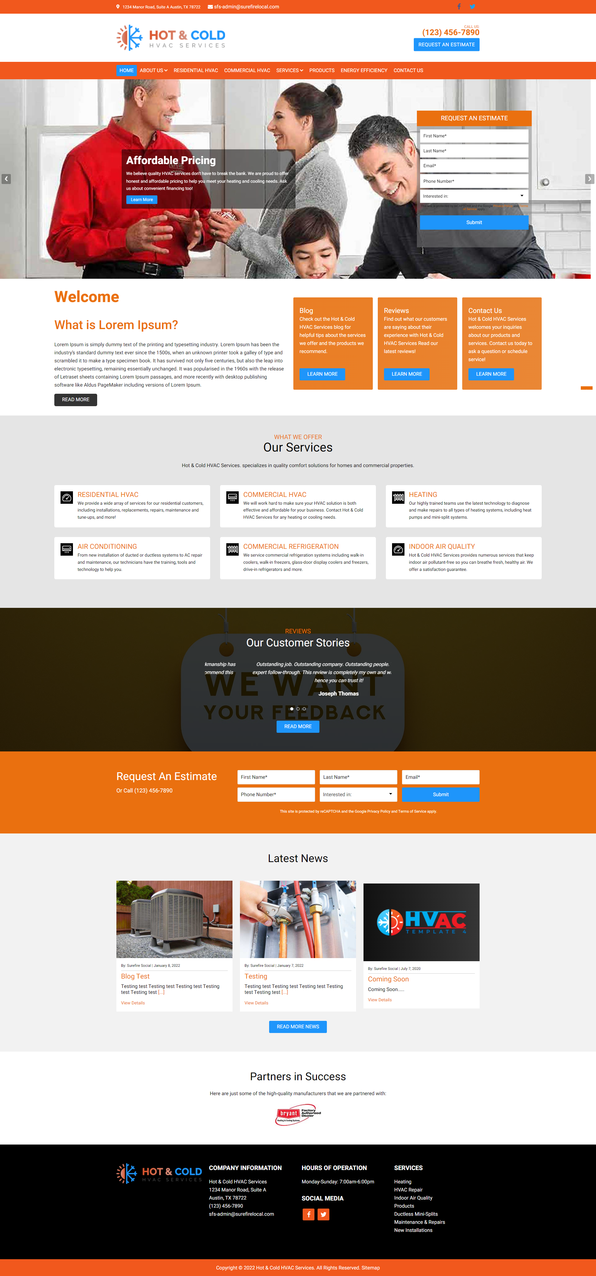 Hot Cold Hvac Service Homepage